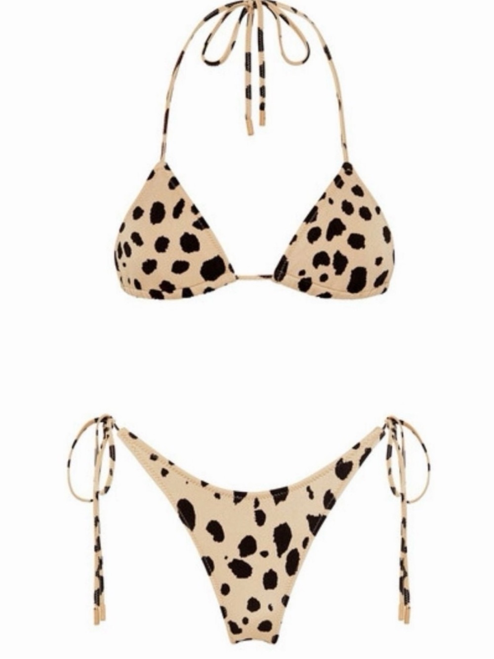 Triangl bikini w/ bag  Beige and Black Leopard Tie-Side Triangle Bikini